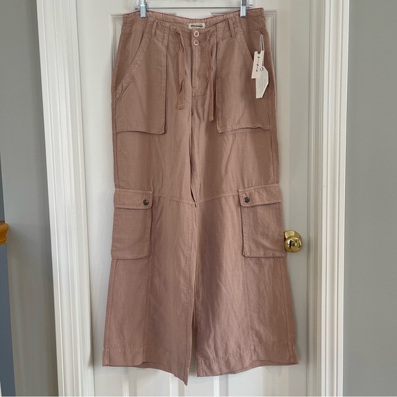 Anthropologie Pilcro Silky Cargo Pants in Mauve Size 12 - Picture 3 of 14